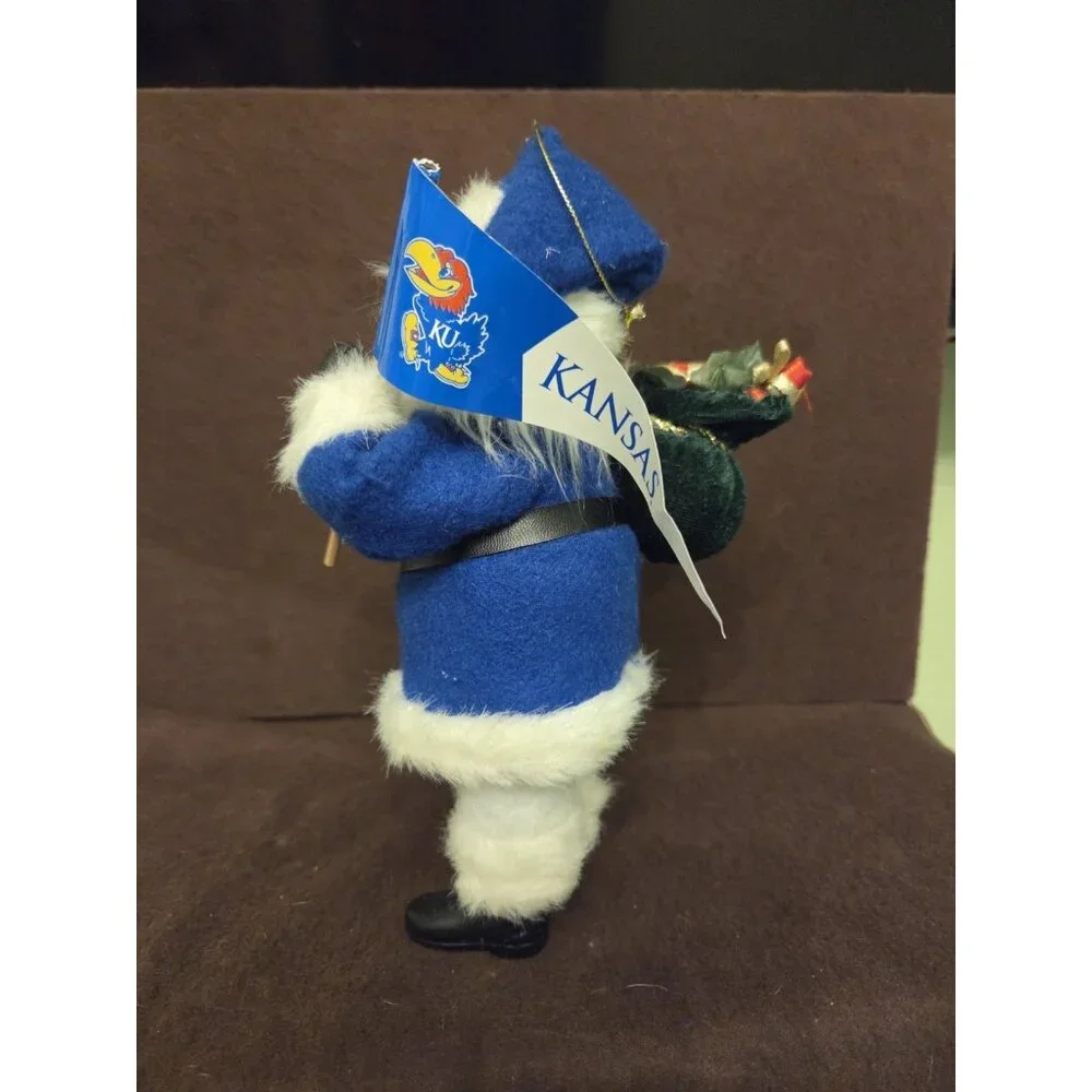 University of Kansas KU Jayhawk Santa Christmas Ornament Display 9.5‎ Inches